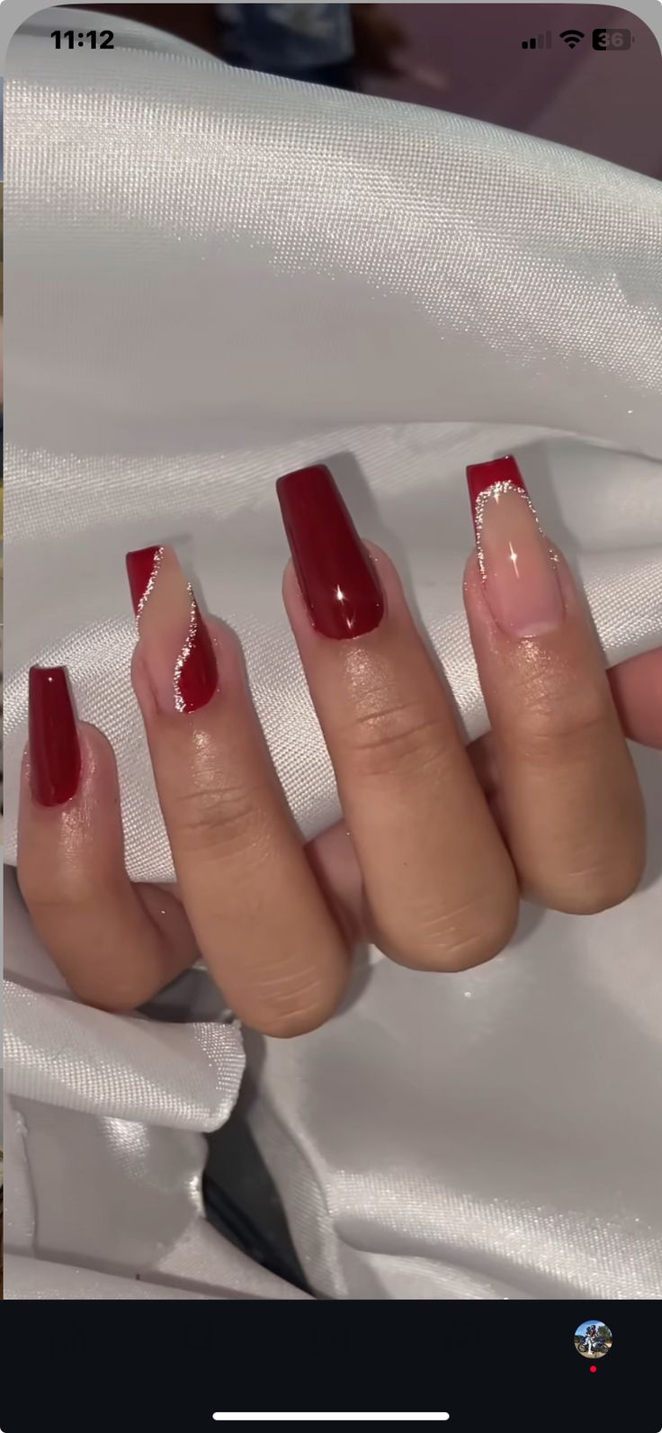 Simple Nail Ideas Autumn, Full Colour Nail Ideas, Simple Nails Square Long, Nail Ideas Acrylic Valentines Day, Christmas Nails Square Red, Maroon Nails Coffin, Dark Red Nails With Design Coffin, Nails Idea For Christmas, Nail Ideas For Christmas Simple