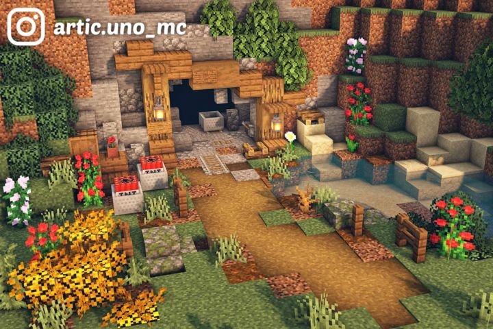 an image of a minecraft garden with flowers and plants