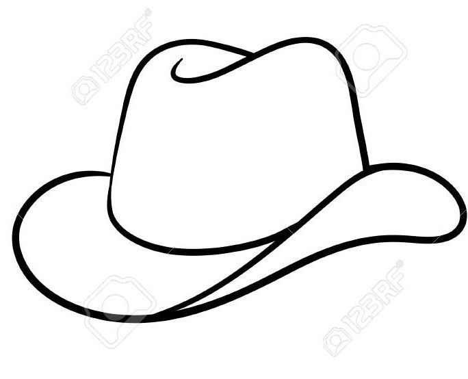 a black and white drawing of a cowboy's hat on a white background stock photo