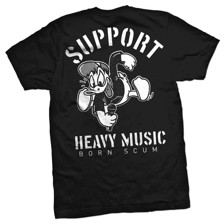 SUPPORT HEAVY MUSIC T-SHIRT - Born Scum Clothing Co Dope Tees, Music Tees, Skull Fashion, Men's Casual Style, Rock On, Clothing Co, Goth Fashion, Clothing Company, Black Outfit