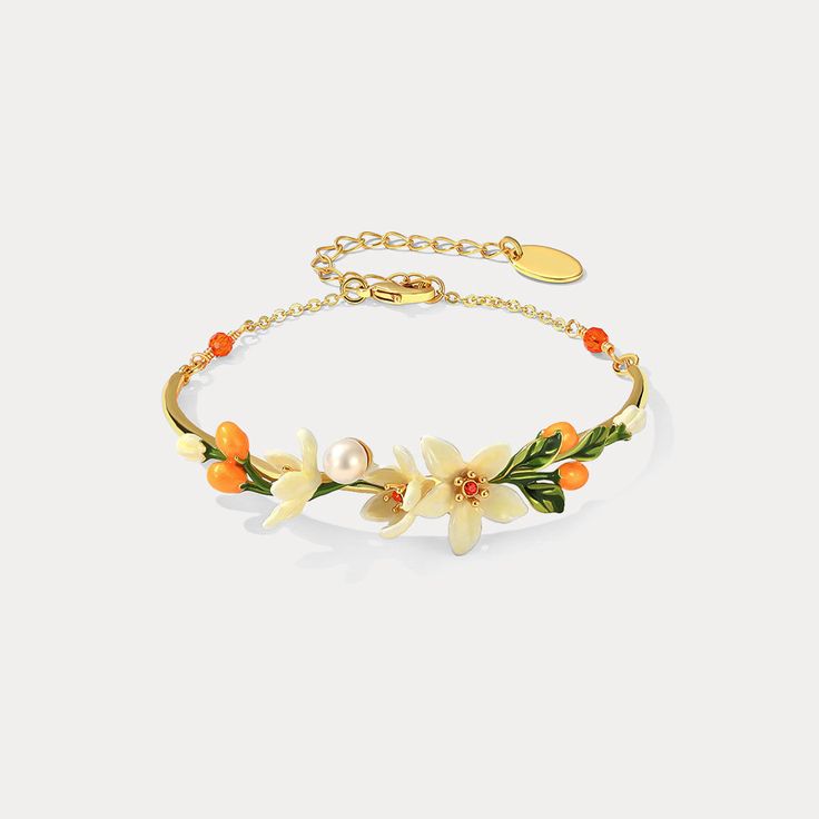 Gold Spring Bracelet, Spring Gold Bracelet Jewelry, Gold Bracelet Jewelry For Spring, Spring Enamel Jewelry As Gift, Spring Enamel Jewelry For Gifts, Enamel Jewelry For Spring Gifts, Spring Gift Enamel Jewelry, Bohemian Spring Bracelet, Spring Dainty Bracelet Jewelry