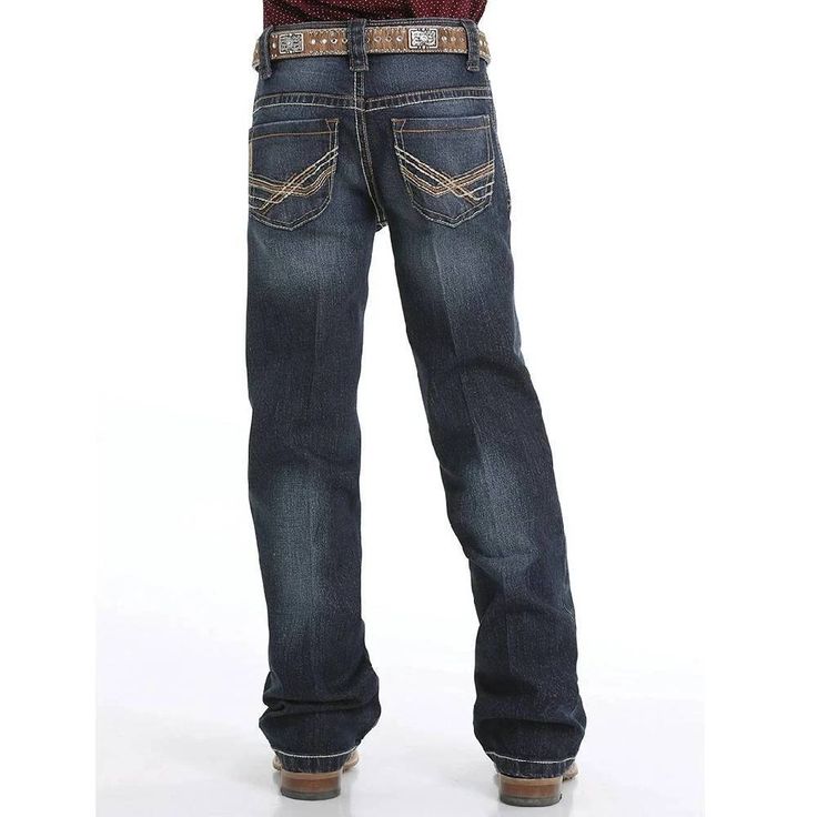 Style #MB16682003 Constructed in a performance stretch denim, this relaxed fit boy's jean features a classic rinse finish complimented by tint, hand sanding, whiskers and chevrons. Cream and amber embroidered back pockets, along with copper hardware deliver a jean with continuous style. Classic rinse finish Relaxed fit Performance stretch denim Hand sanding Cream and amber embroidered back pockets Copper hardware Cinch Jeans, Copper Hardware, How To Stretch Boots, Boys Jeans, Relaxed Fit Jeans, Style Classic, Sanding, Stretch Jeans, Rock Revival Jean