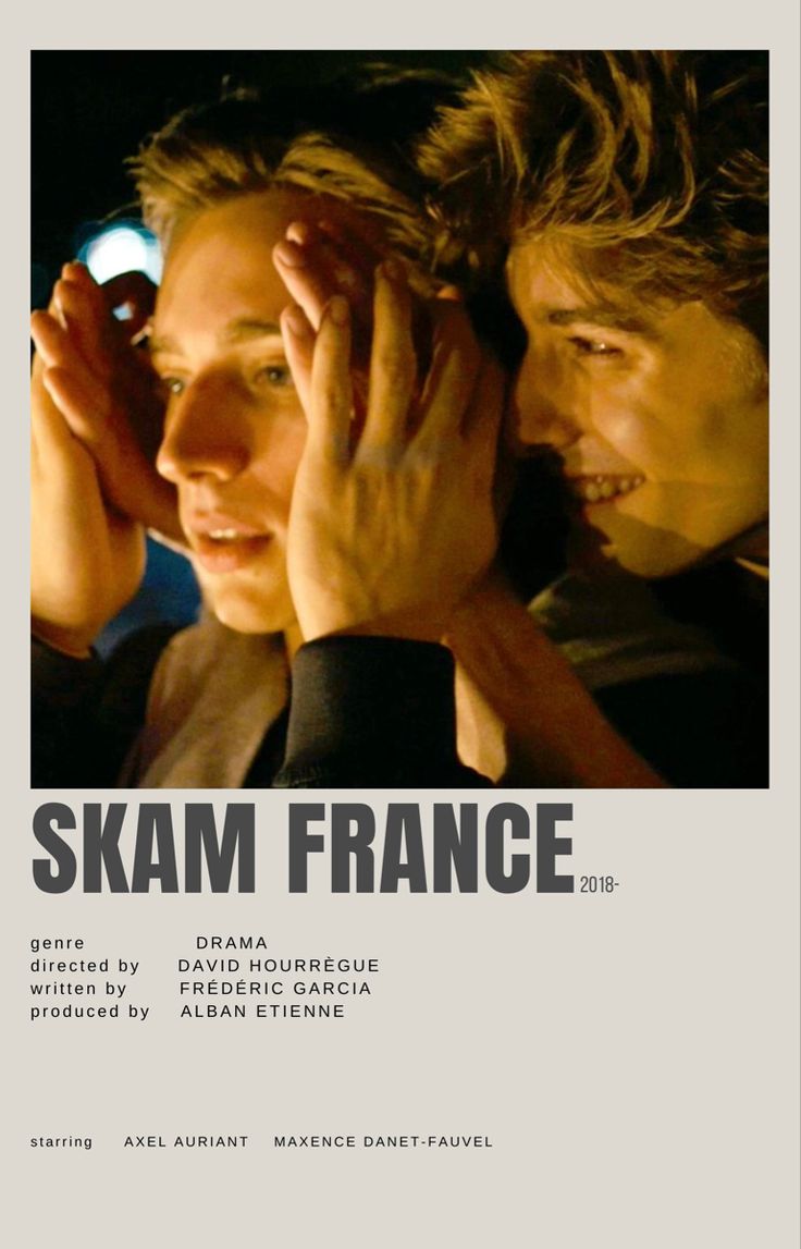 the poster for skam france shows two men with their hands on their faces and one man holding his head