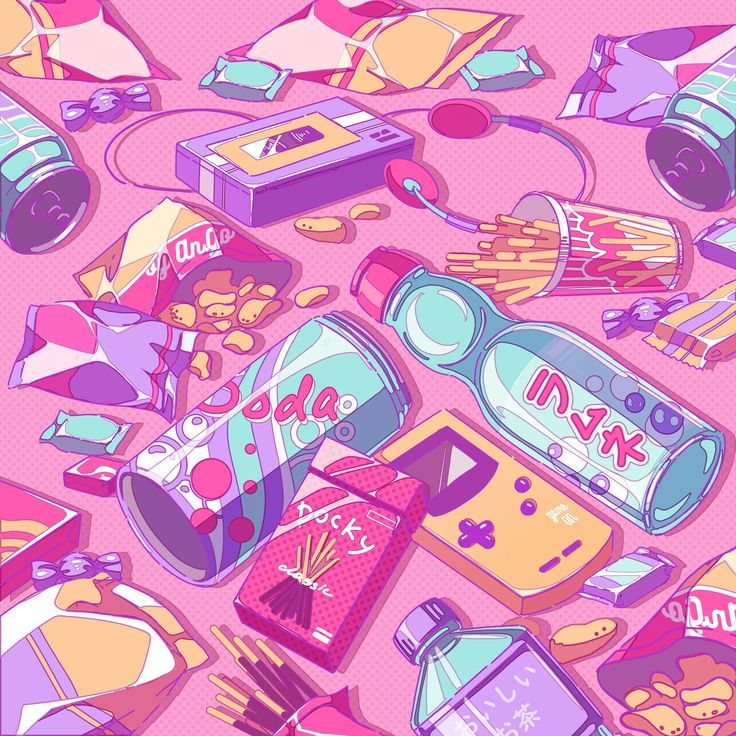 many different items are scattered on a pink background