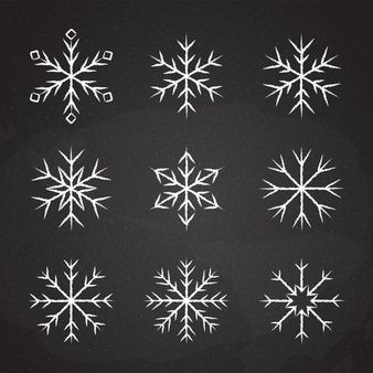 white snowflakes on black background