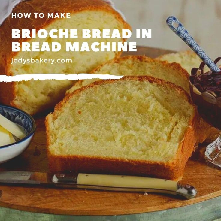 the bread is sliced and ready to be eaten with butter on it, along with other ingredients