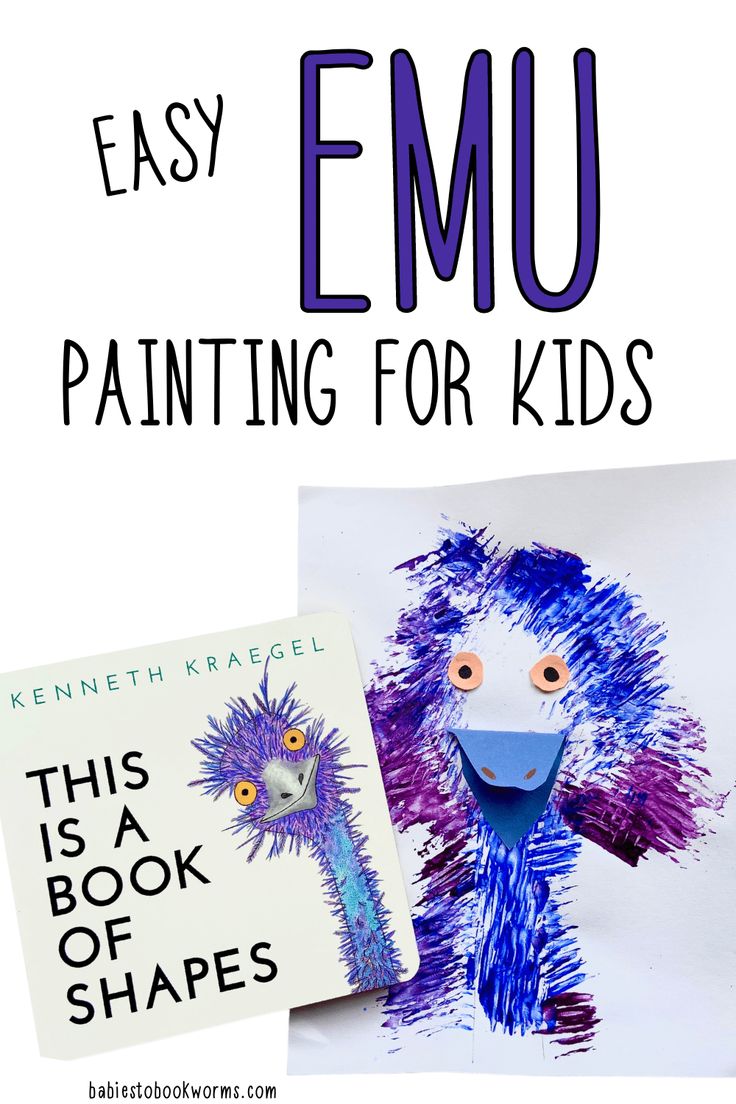 an emu painting for kids with the text easy emu painting for kids on it