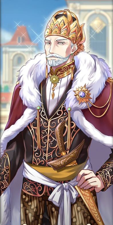 a man dressed up as a king in front of a castle with his hands on his hips