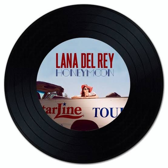 an image of lana del ray on the cover of her album, honey moon by carine tour