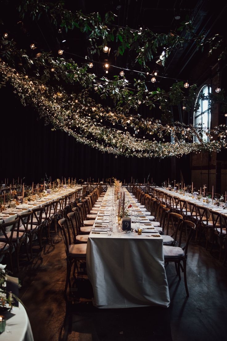 the tables are set up for an event