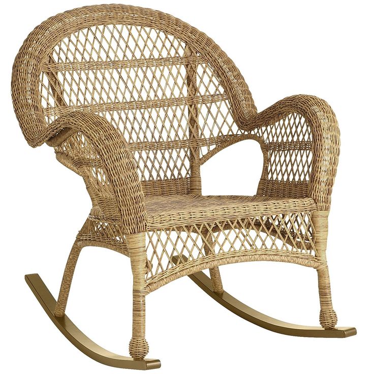 a wicker rocking chair is shown on a white background