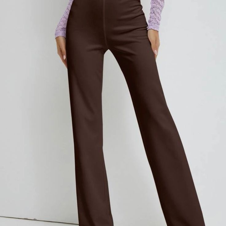 Good Condition Chic Brown Mid-rise Bottoms, Trendy Brown Bottoms For Business Casual, Chic Mid-rise Brown Pants, Chic Brown Mid-rise Pants, Chic High Rise Brown Bottoms, Brown Clothes, New Pant, Pants Color, Pant Jumpsuit