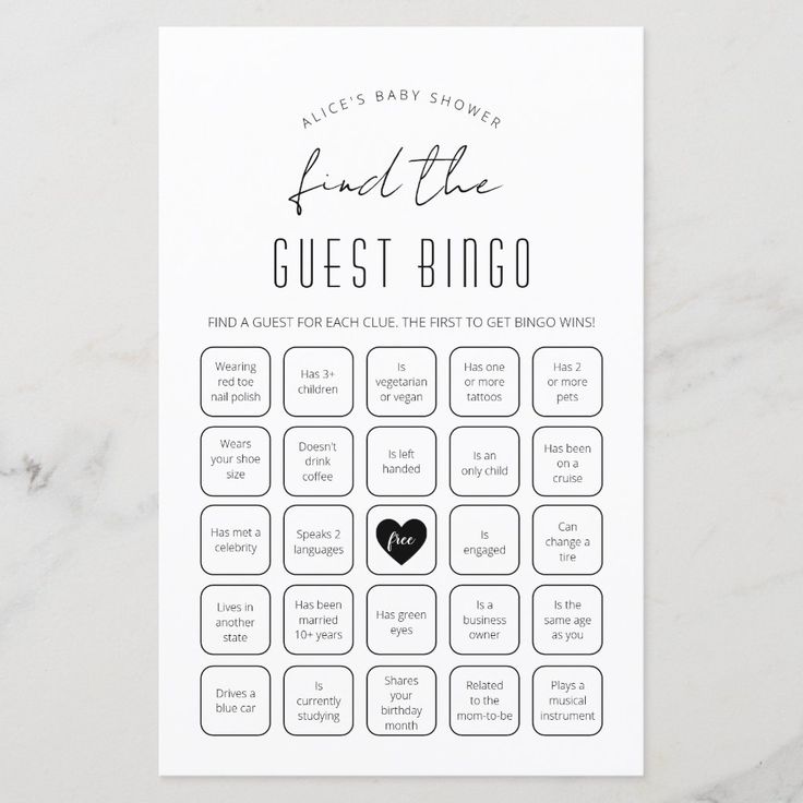 a printable baby shower game for the guest