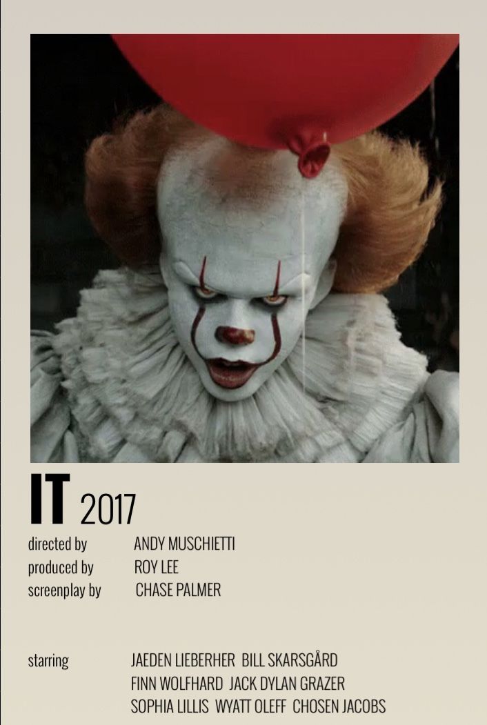 a movie poster for it with the clown holding a red balloon