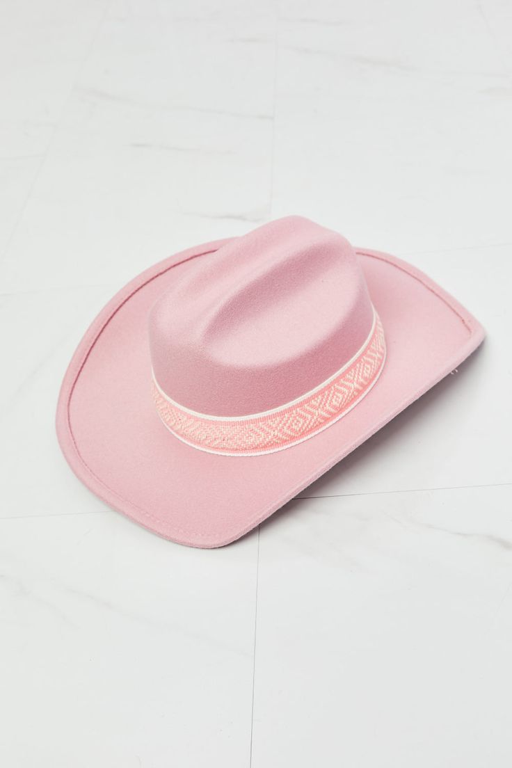 Be the star of the rodeo with the Fame Western Cutie Cowboy Hat in Pink! Perfect for adding a touch of feminine flair to your western look. Made from durable materials, this hat provides the perfect combination of style and functionality. Showcase your inner cowgirl with this must-have accessory! Type: Cowboy hat Pattern type: Solid Material: 100% polyester Imported Product measurements: Brim: 3.5 in Interior width: 6.8 in Height: 4 in Established in 2010 in LA, Fame Accessories supplies women f Cowboy Hat Pattern, Felt Cowboy Hat, Pink Cowboy Hat, Felt Cowboy Hats, Chapeau Cowboy, Western Cowboy Hats, Simple Outfit, Color Pastel, Cowgirl Hats