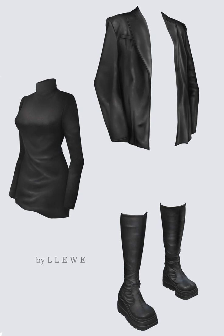 some sort of black leather outfit and boots