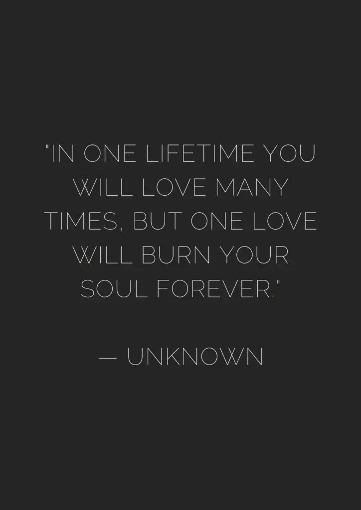 the quote in one life time you will love many times, but one love will burn your soul forever