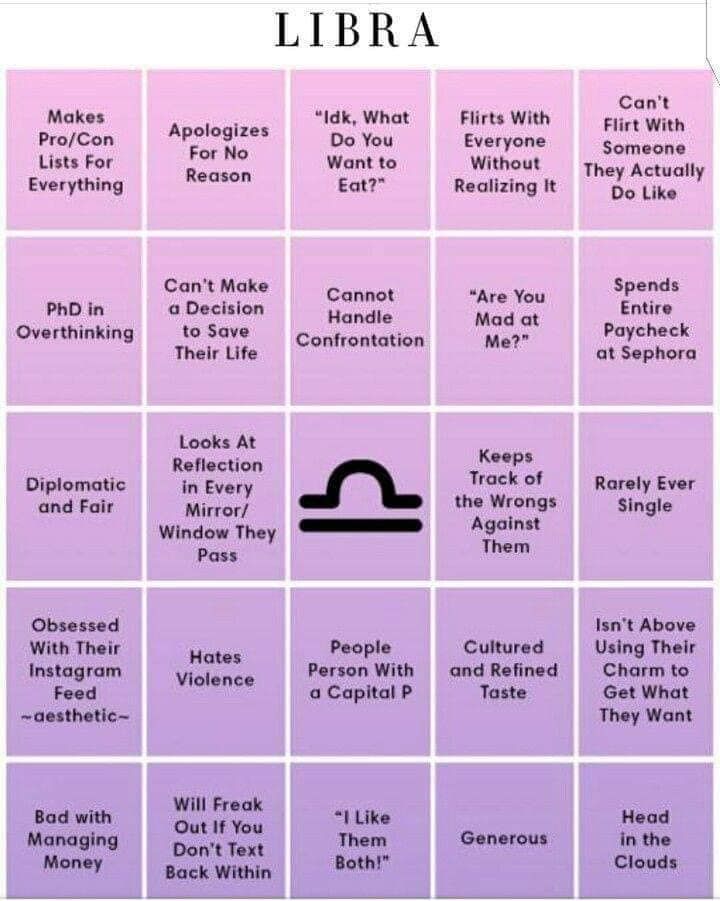 a purple square with the words libra on it