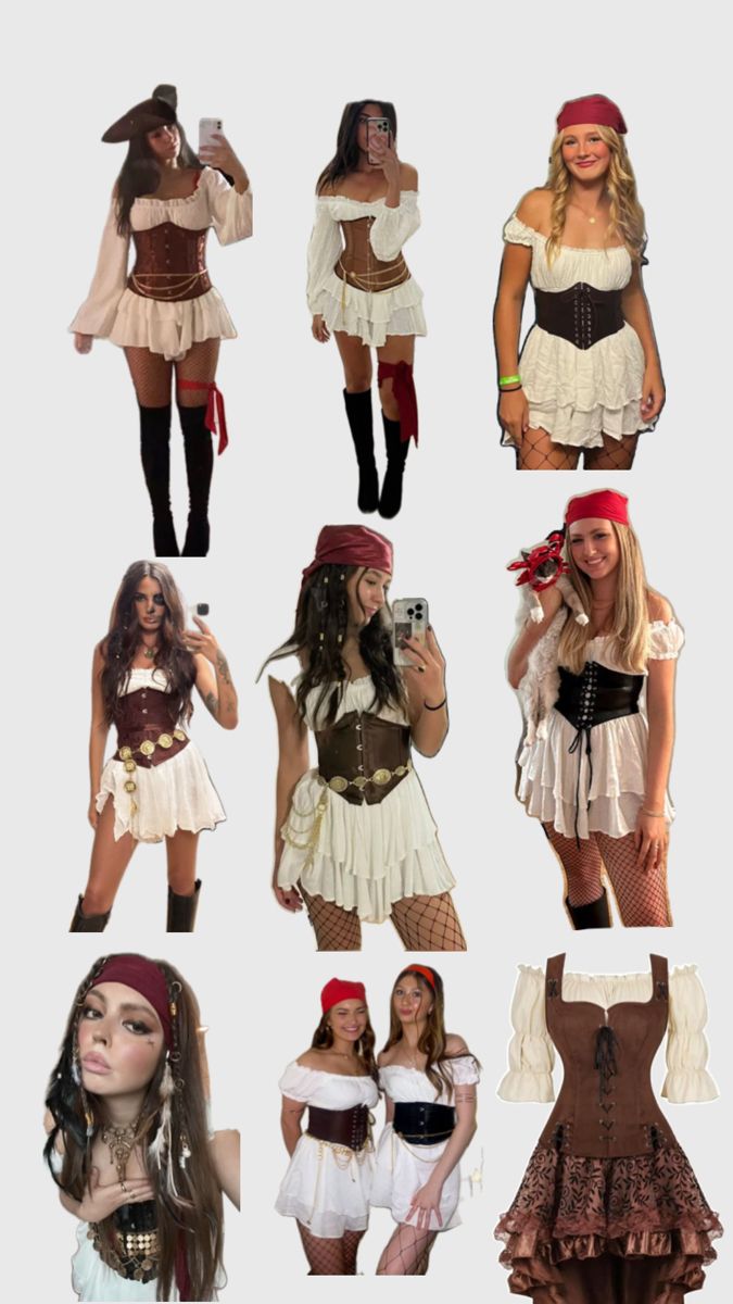 many different pictures of women dressed in pirate costumes