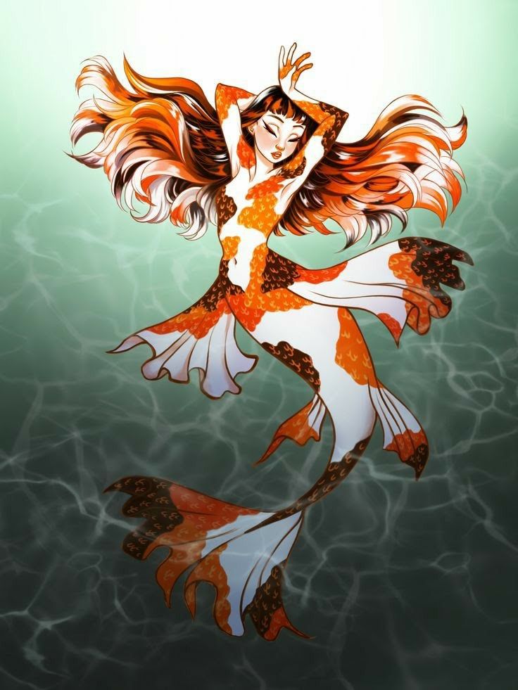 a drawing of a woman floating in the water with her arms outstretched and legs spread out