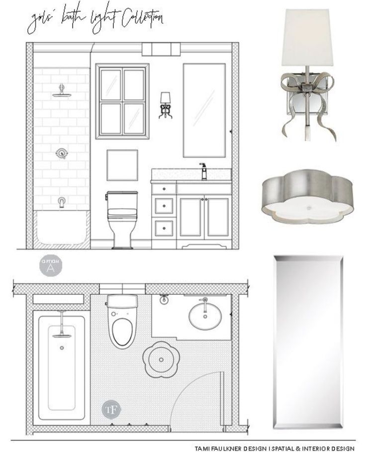 a bathroom with a sink, mirror and toilet in it's drawing style plan