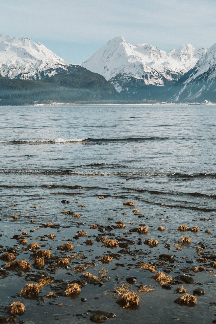 the mountains are covered with snow in the distance, and there is no image here to provide a caption for