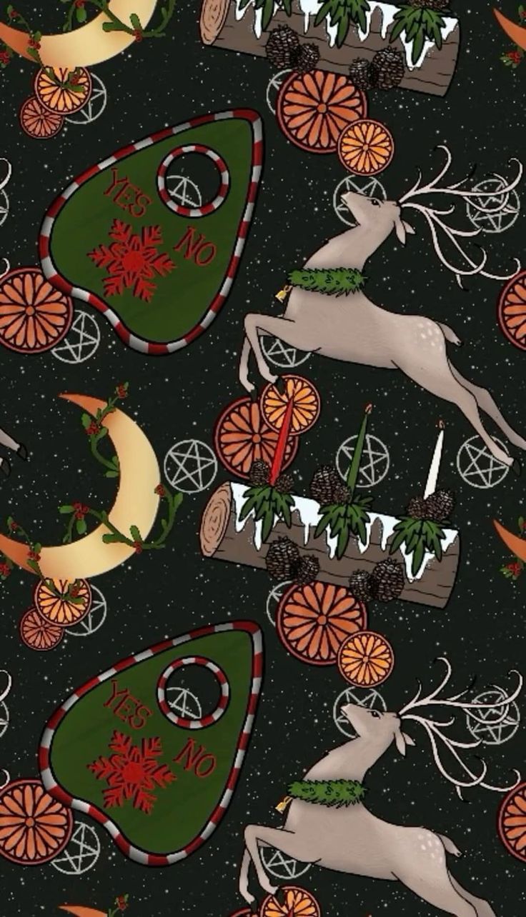 Christmas Wallpaper Spooky, Gothic Christmas Backgrounds, Alternative Christmas Wallpaper, Christmas Witchy Wallpaper, Christmas Spooky Wallpaper, Spooky Holiday Wallpaper, Witch Christmas Wallpaper, Yule Phone Background, Pastel Goth Christmas Wallpaper