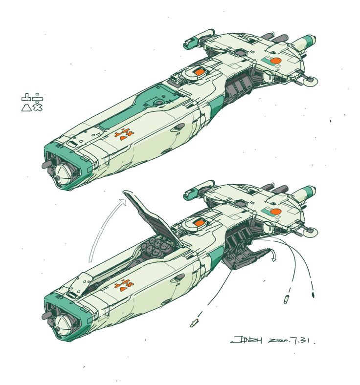 an image of two spaceships in different positions