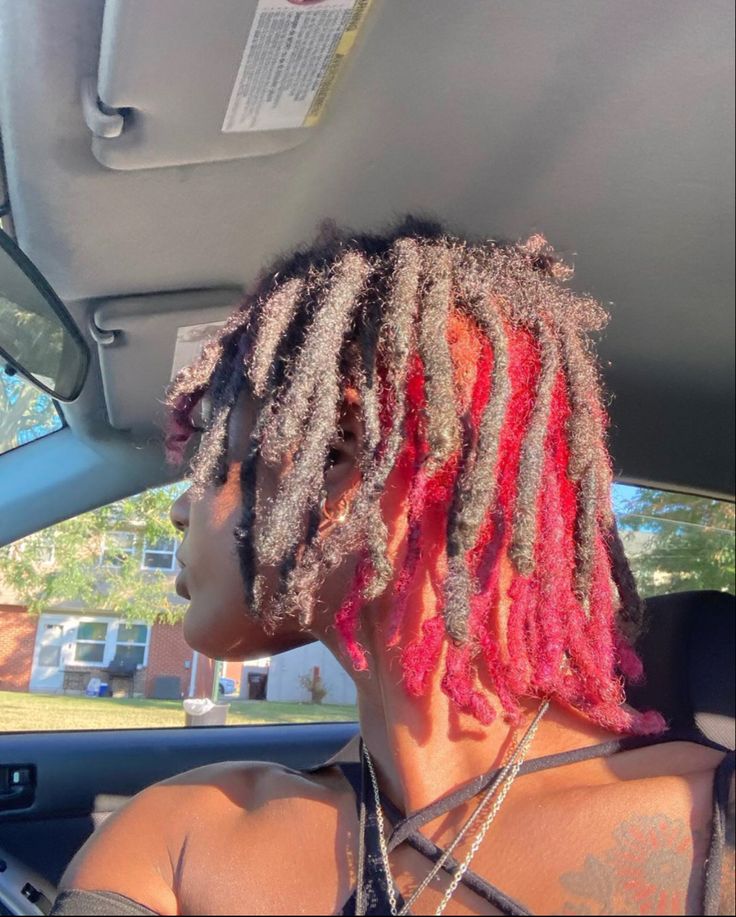 Peek A Boo Dreads, Blonde And Pink Peekaboo Locs, Peek A Boo Locs, Peekaboo Locs Pink, Locs With Pink Tips, Brown And Pink Locs, Pink And Black Locs, Peekaboo Locs, Dred Locks