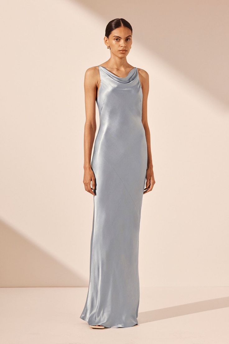 La Lune High Neck Cowl Maxi Dress | Powder Blue | Dresses | Shona Joy Shona Joy Dress, Powder Blue Dress, Sage Dress, Cowl Dress, Blue Silk Dress, Preppy Dresses, Silk Dress Long, Shona Joy, Maxi Dress Online