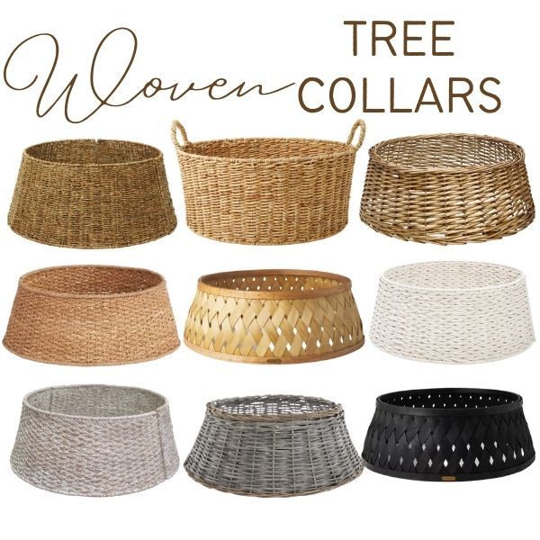 wicker baskets with text overlay that says, free woven collars on them