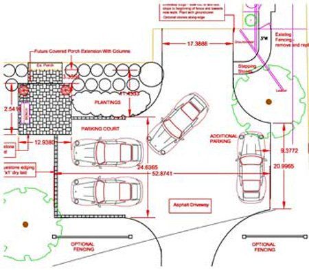 an architectural drawing shows the layout of a parking lot with several cars parked in it