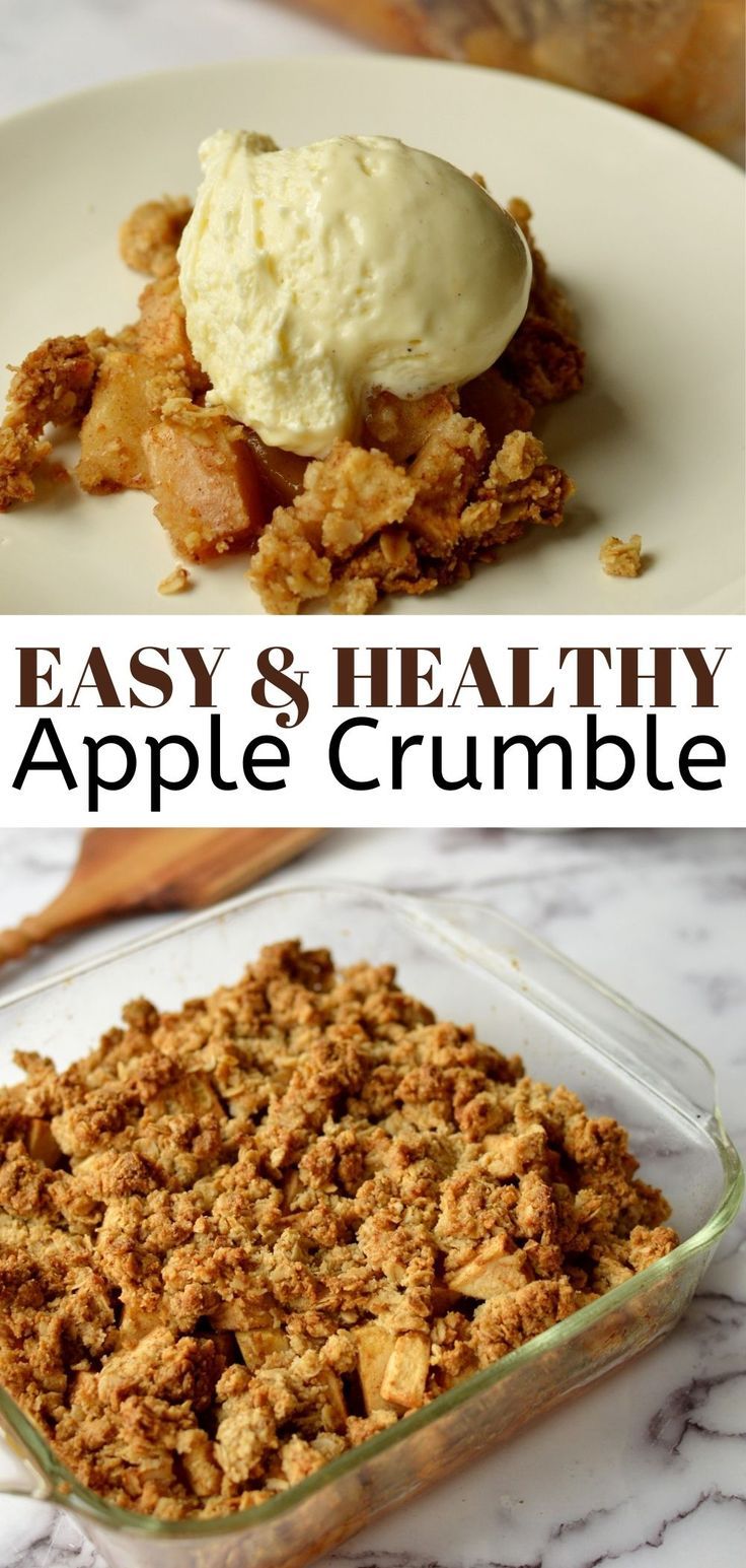 apple crumble with vanilla ice cream Healthy Apple Desserts, Easy Apple Crumble, Healthy Apple Crumble, Healthy Apple Crisp, Apple Crumble Recipe, Crumble Recipe, Healthy Sweet Treats, Apple Crisp Recipes, Healthy Apple