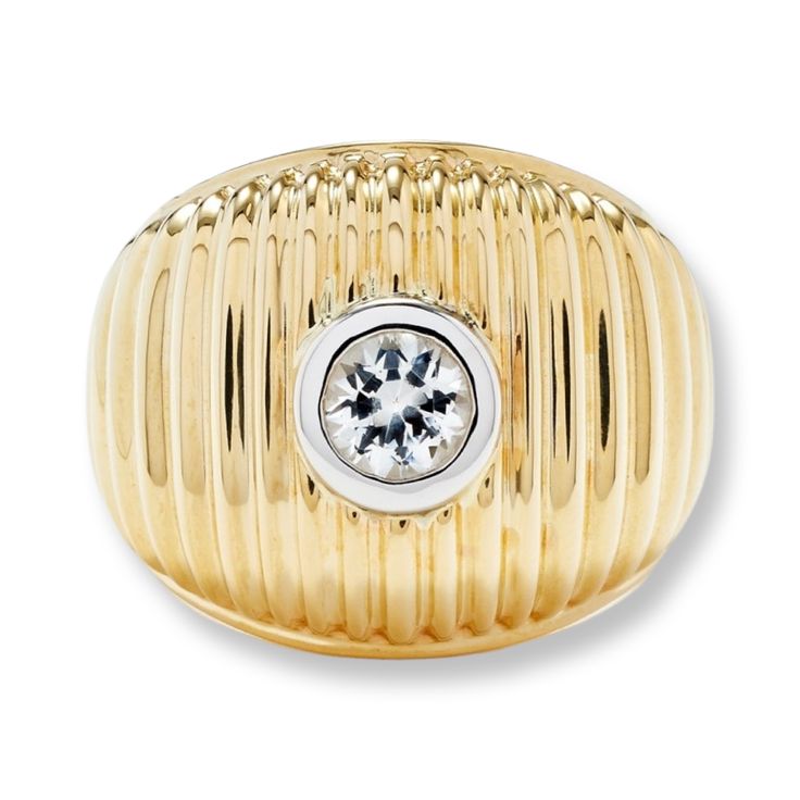 Maxi Berlingot Topaz Bezel Fluted Gold Dome Ring