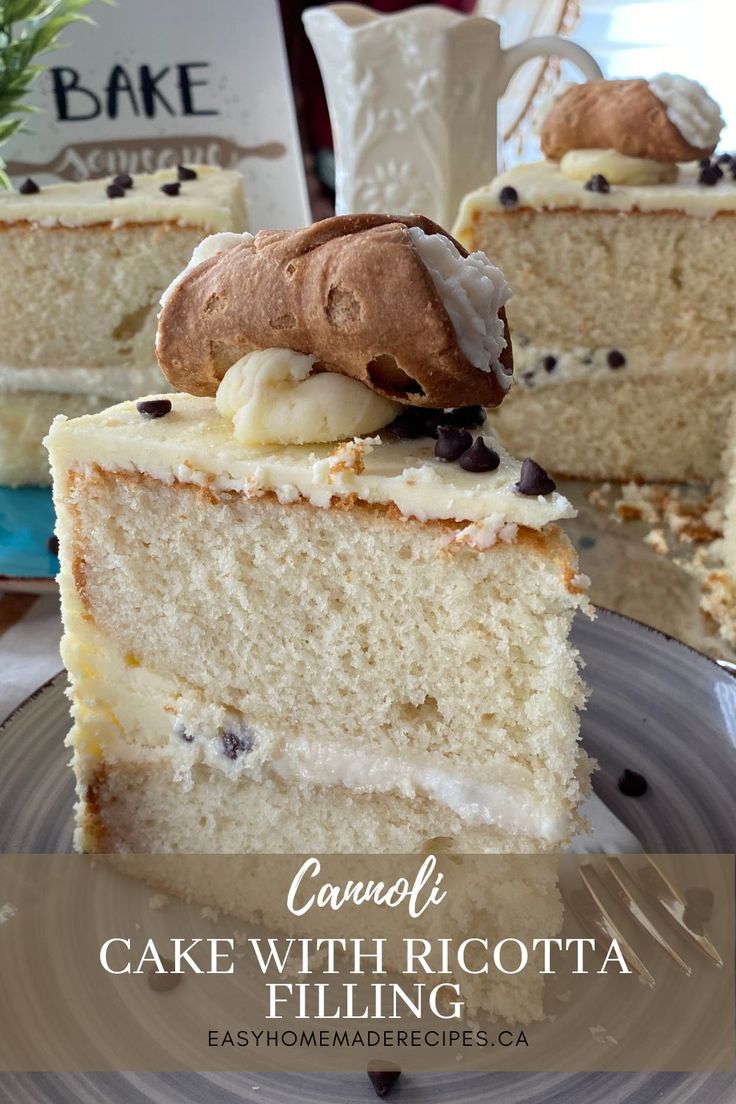 a close up of a slice of cake on a plate