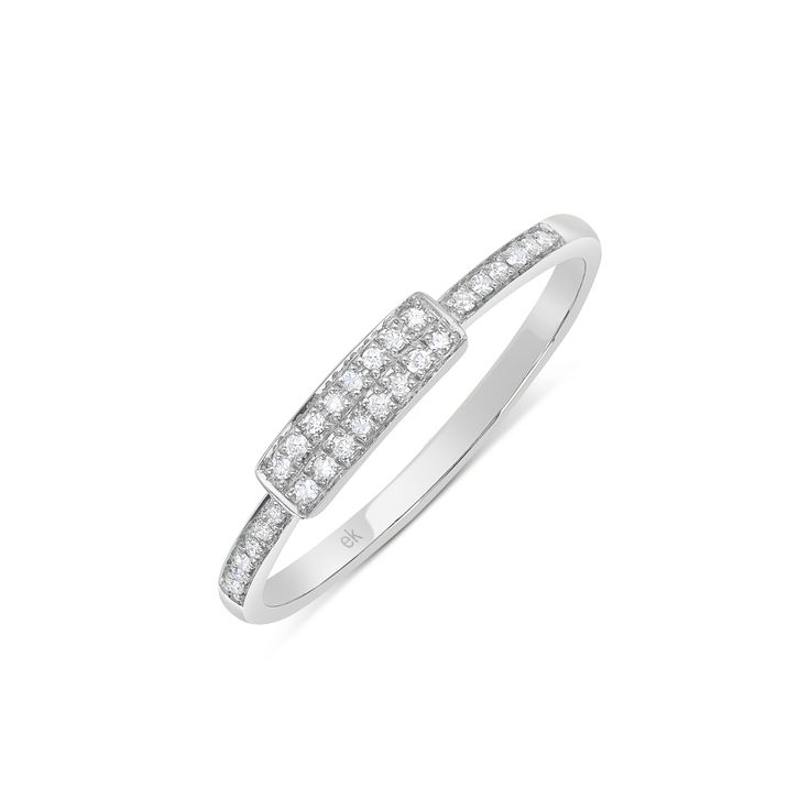 Us - Ele Keats Jewelry Promise Diamond Ring With Baguette Single Cut, Modern White Gold Diamond Ring With Pave Setting, Diamond Stackable Rings With Pave Setting For Promise, Timeless White Gold Rings With Pave Setting, Timeless Diamond White Stackable Rings With Pave Setting, Modern Diamond White Diamond Ring With Pave Setting, Modern Diamond White Ring With Pave Setting, Modern Cubic Zirconia Diamond Ring With Pave Setting, Timeless Diamond White Single Cut Diamond Ring