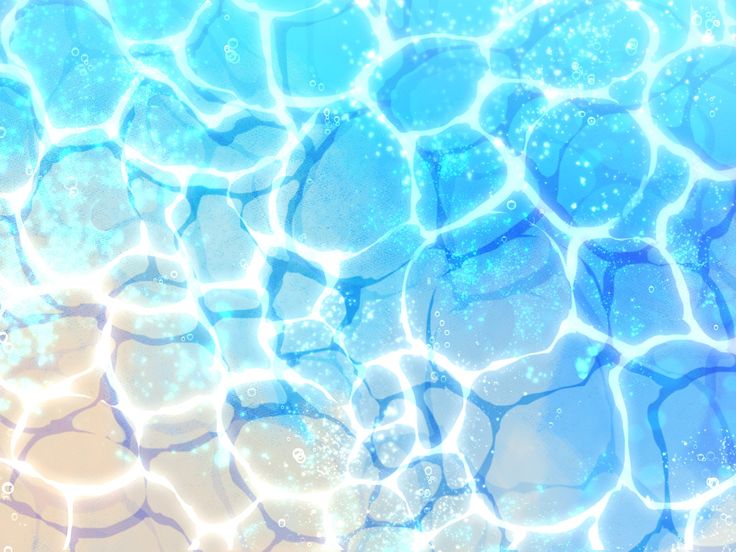 the water is reflecting blue and white bubbles on it's surface, as well as some