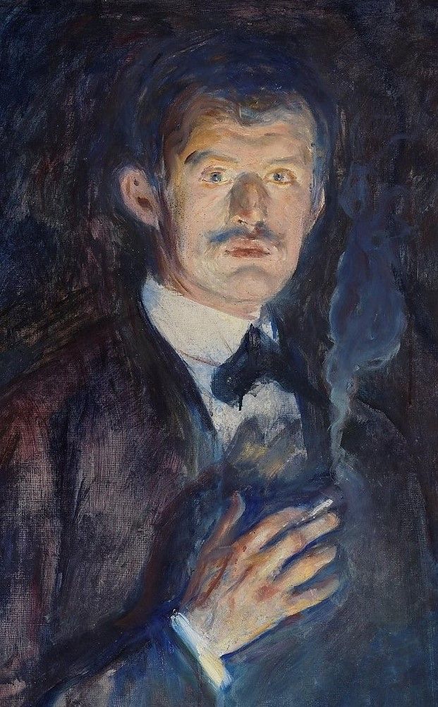 a painting of a man holding a cat