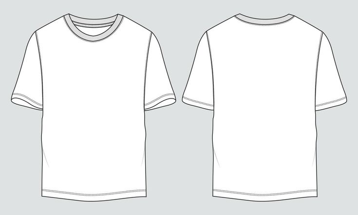 the front and back view of a white t - shirt with short sleeves, on a gray background