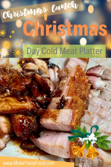 a christmas dinner with meat and potatoes on the side is featured in this postcard