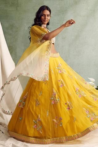 Shop for Priyanka Jain Yellow Organza Cape And Lehenga Set for Women Online at Aza Fashions Traditional Spring Choli With Dupatta, Chanderi Lehenga With Zari Work And Cape Sleeves, Spring Bollywood Embroidered Lehenga, Traditional Lehenga With Intricate Embroidery For Spring, Festive Chanderi Lehenga With Cape Sleeves, Spring Festive Embroidered Lehenga, Traditional Organza Lehenga For Spring, Spring Zari Work Lehenga In Traditional Drape, Spring Festive Lehenga With Sheer Dupatta