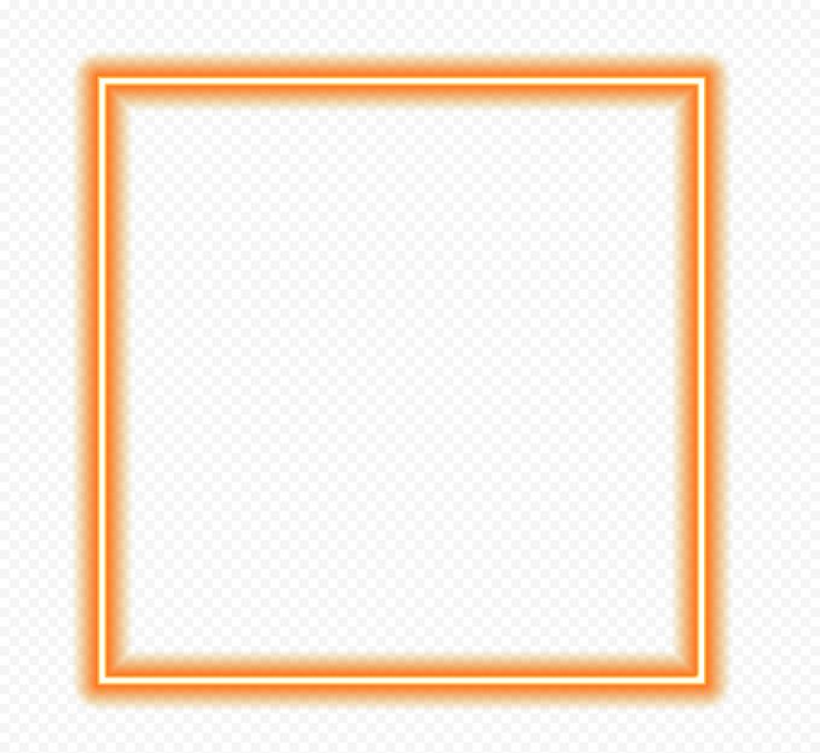 an orange square frame on a white background, with the light reflecting off it's side