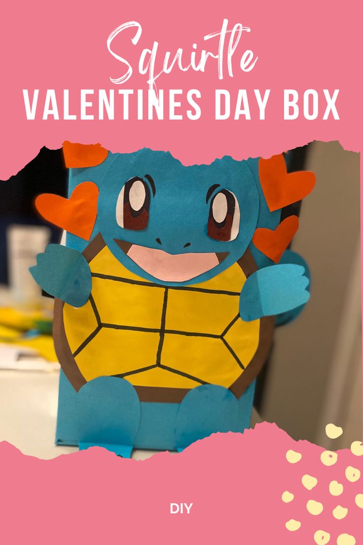 a valentine's day box with a paper cut out of a turtle