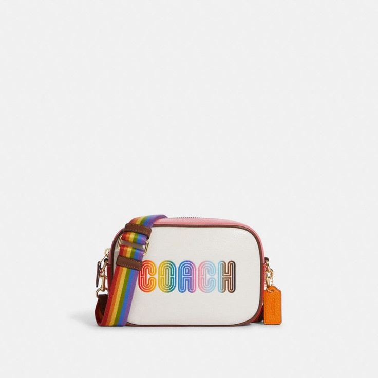 Mini Jamie Camera Bag With Rainbow Coach | COACH® Retro Bag With Card Slots, Multicolor Shoulder Bag With Card Slots For Travel, White Crossbody Bag With Interior Card Slots, Coach Bags With Card Slots For Travel, Coach Rectangular Bags With Card Slots, Coach Travel Bag With Card Slots, Coach Crossbody Bag With Card Slots, Multicolor Crossbody Bag With Card Slots, White Crossbody Shoulder Bag With Interior Card Slots