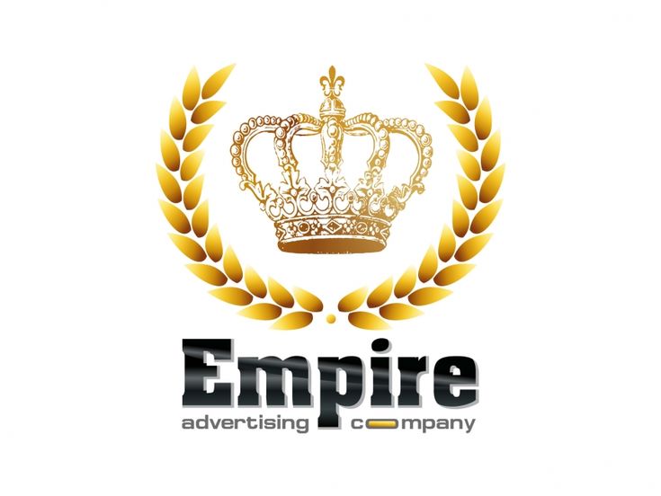 the empire advertising company logo with a crown and laurels around it's edges