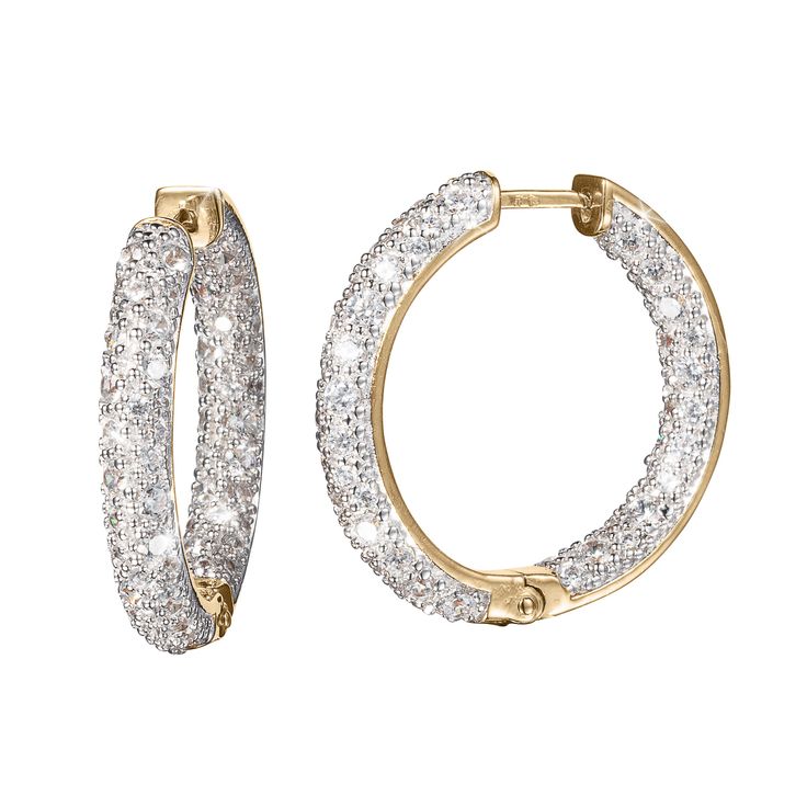 Daniel Steiger Twilight Allure Hoop Earrings Luxury Tarnish-resistant Diamond Hoop Earrings, Anniversary Cubic Zirconia Diamond-cut Hoop Earrings, Luxury Gold-plated Hoop Earrings With Diamond Accents, Luxury Gold-tone Hoop Earrings With Polished Finish, Luxury Gold-tone Brass Hoop Earrings, Latest Jewellery, A Well, Signature Design, Works Of Art