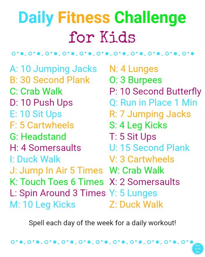 the daily fitness challenge for kids is shown in rainbow colors and has numbers on it