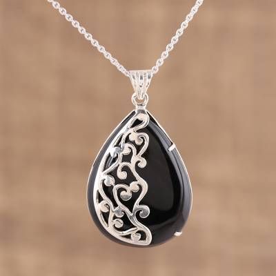 Buy Onyx pendant necklace, 'Mystical Dangle' today. Shop unique, award-winning Artisan treasures by NOVICA, the Impact Marketplace. Each original piece goes through a certification process to guarantee best value and premium quality. Onyx Pendant, Metal Clay Jewelry, Self Control, Sterling Silver Necklace Pendants, Bijoux Diy, Sea Glass Jewelry, Silver Pendants, Metal Pendant, Silver Pendant Necklace