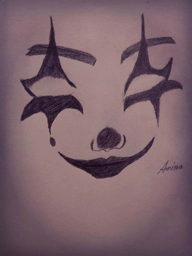 a drawing of the face of a clown