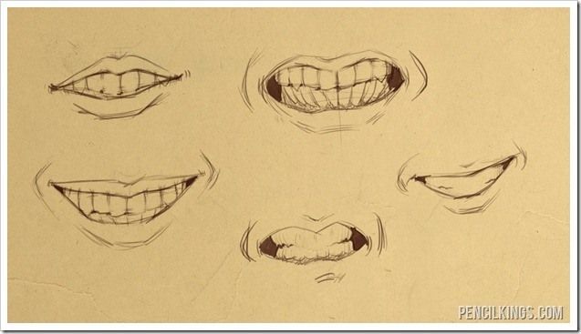 some drawings of mouths and teeth on a piece of paper